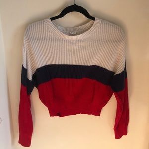 Garage Red White & Blue cropped knit sweater!